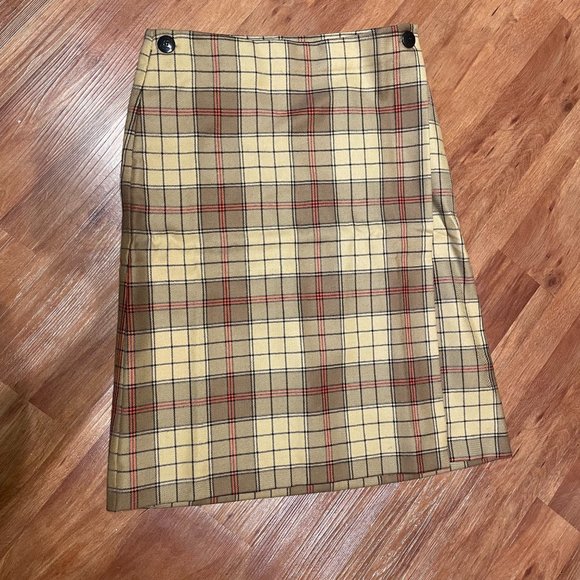 SSENSE WORKS Brown Check Wrap Skirt (Small) - Picture 1 of 8